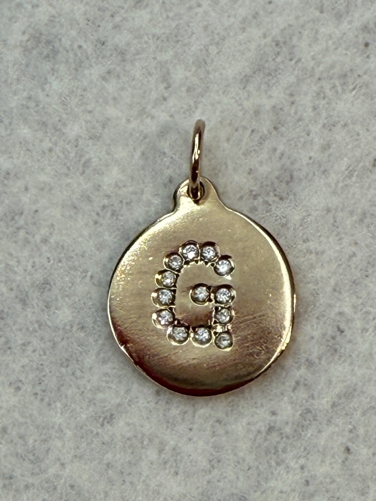 Helen Ficalora "G" Alphabet Charm Pav Diamond 14k Gold Charm — image 5 of 7